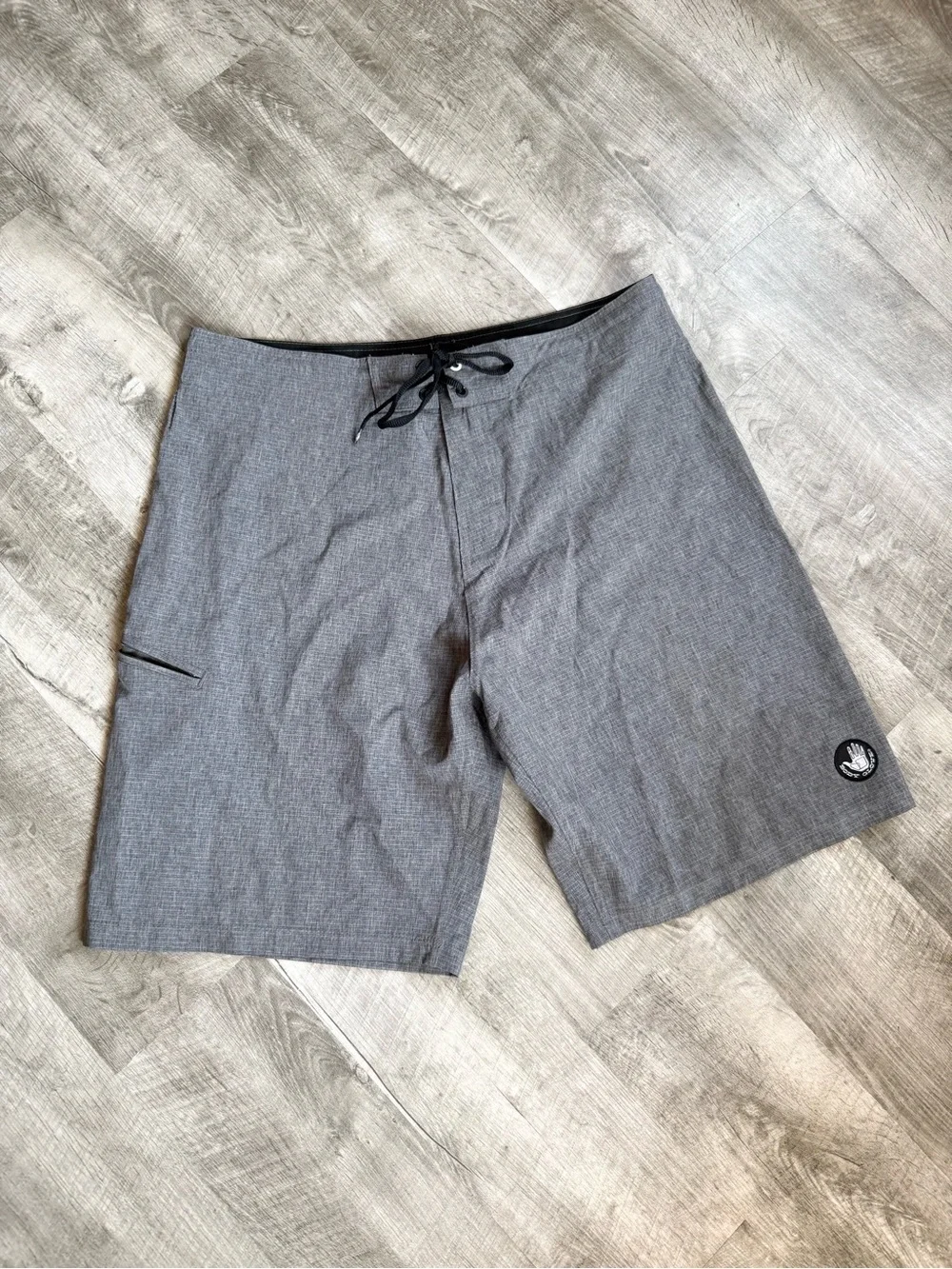 Men's Gray Board Shorts with Drawstring